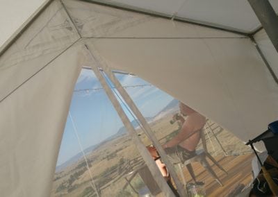 Our walled tent from the inside in Butte Mt